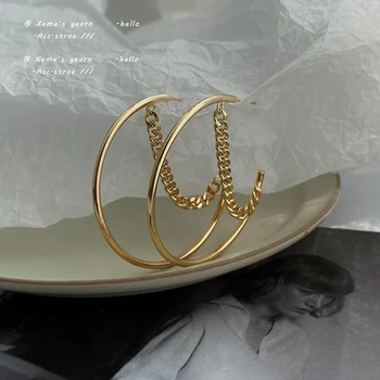 Európsky a Americký Dizajn Reťazca Kovový Kruh Hoop Náušnice kórejský Módne Šperky Pre Ženy, Dievčatá Strana Jednoduché Príslušenstvo