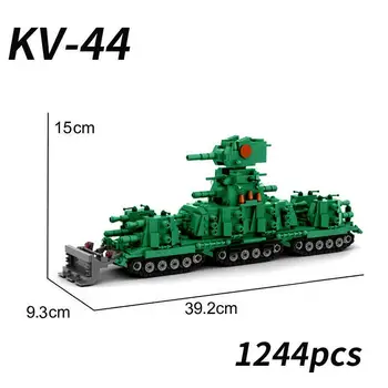 MOC KV-44 WW2 Vojenské Série Sovietskeho Super Ťažkých Obrnených Hlavný Bojový Tank Armády Vojaci Zbraň Vzdelávací Model Hračky