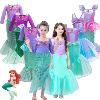 Disney Princezná Ariel, Malá Morská Víla Dievčatá Šaty Deti Halloween Deti Party Oblečenie Pre Karneval Kostým Vestidos