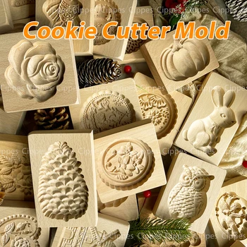 DIY Cookie Rezanie Formy 3D Kvet Cartoon Zvierat Model Vzory Drevených Perník Tortu Nástroje Valentína Pečenie Príslušenstvo