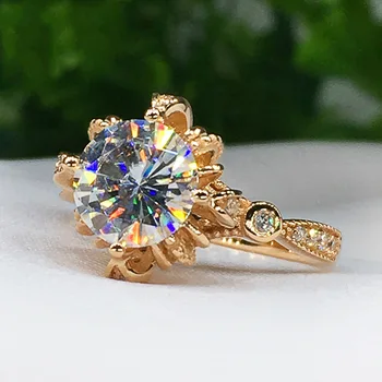 14K Zlata plné Diamond Kúzlo Lady Prstene pre Ženy Bohemia Zapojenie Nepravidelný Aros Mujer Oreja 14 K Zlato, Šperky