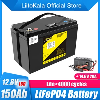 LiitoKala Lifepo4 12.8 V, 12V 150AH Lítiové Batérie, 100A BMS pre 1200W Lode Slnečnej Energie Skladovanie Golfové Vozíky RV Invertor 14.6V20A
