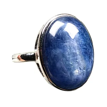 14 mm Prírodné Modré Kyanite Crystal Krúžok Pre Ženy, Mužov Darom Lásky 925 Sterling Silver Cat Eye Korálky Nastaviteľný Krúžok Šperky AAAAA