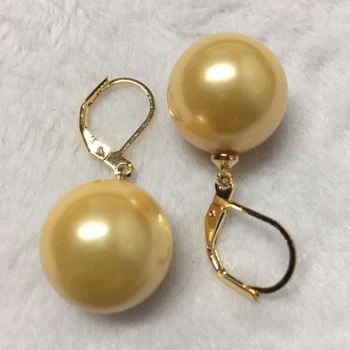 16 prírodné south sea shell perly náušnice zlaté Šperky 14K Earbob Okúzľujúce Classic Fashion Umelé Bezchybný AAA Strany