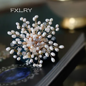 FXLRY Originálne Ručne vyrábané Prírodné Perly Móda na Jeseň A Zimu Kabát Brošňa Pin Pre Ženy