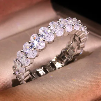 Luxusné Očarujúce Oválne Crystal Zapojenie Sľub Prstene pre Ženy 925 Sterling Silver Šperky Lesklé CZ Zirkón snubný Prsteň Bijoux