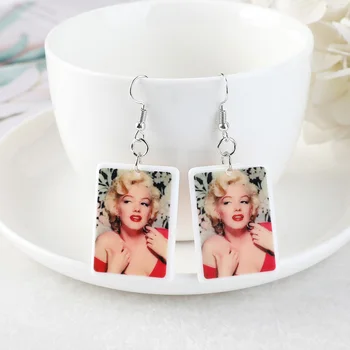 1Pair Marilyn Monroe Drop Náušnice Sveta Slávne Obrazy Náušnice Jedinečné Šperky Darček Pre Ženy