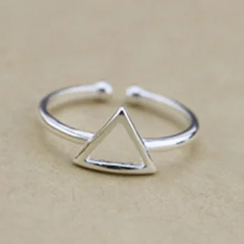 925 Sterling Silver Šperky Ženské Osobnosti Geometrický trojuholník Otvoriť Krúžky 2018