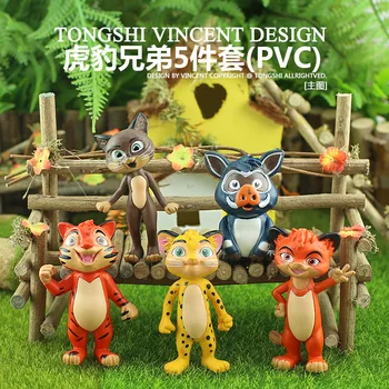 5 ks/set ruskej Anime Leo & Tig Juguetes PVC Akčné Figúrky Hračka Tiger, Leopard Bratia Model Bábiky Pre Deti detský Darček