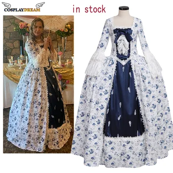 （na sklade）1790s Žien Viktoriánskej Rokoka Šaty Inšpiráciu Maiden Kostým Klasické Rokoka Kvetinové Šaty Halloween Šaty