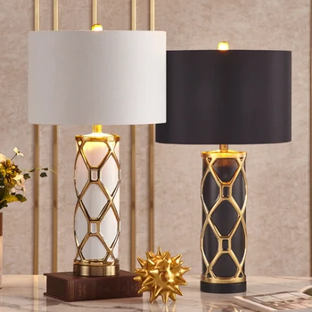 Nordic Luxusné Zlaté Čierna Stolové Lampy Ceremic Stolná Lampa, Nočné Svetlo pre Spálne, Obývacia Izba Európskej bytový Nábytok Dekor