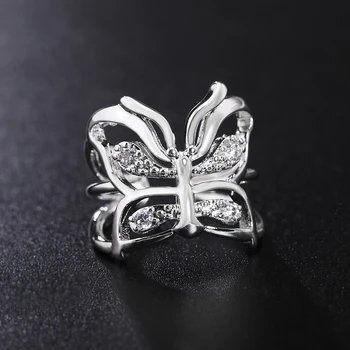 Populárne značky 925 Sterling Silver Crystal motýľ Prstene Pre Ženy nastaviteľné Móda, svadobné doplnky, Párty darčeky, Šperky