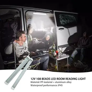 12V 108 Korálok, Interiérové LED Svetlo, Bar Izba Nepremokavé Lampa na Čítanie Biele Auto Truck Van Karavany Obytné RV Z8N4