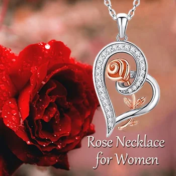 Móda Srdce, Zirkón Rose Kvetina Náhrdelník s Príveskom, Zapojenie Náhrdelníky pre Ženy Kniežatá Šperky Narodeninovej oslavy Výročia Darček