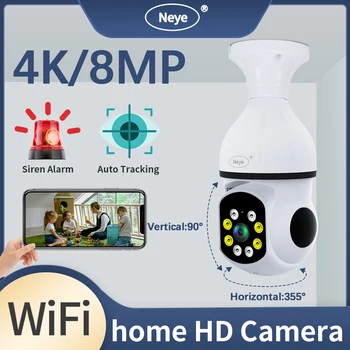 Žiarovka Bezpečnostné Kamery 8MP 4K Panoramatické WiFi IP Vnútorný Dohľad 360°Žiarovka s Pohybom DetectionNightVisionIntercom Audio SDCard