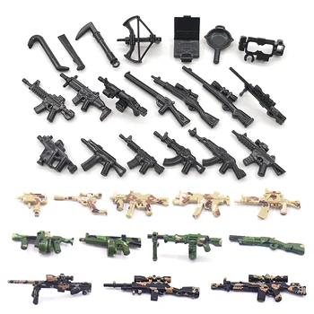 DIY Vojenské Zbrane, Zbrane Modern Warfare PUBG WW2 Zbraní Diely MOC Vojak Playmobil Model Stavebný kameň Tehla Deti, Dieťa, Hračky