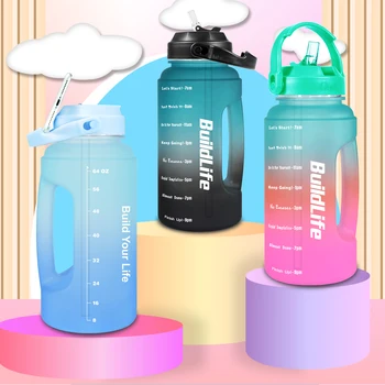 Quifit 2.2 Liter Vody Fľašu Motivačný Pol Galón 2200ml s Slamy Čas Značku Prenosná Rukoväť BPA Free Nepresakuje 73oz Kanvice