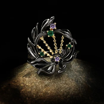 Kreatívne Jedinečný Kvet Duté Prsteň Zlatý Krivky Cross dámske Luxusné Šperky Výlučnou Pôvodnou Žien Leaf Šperky, Striebro 925