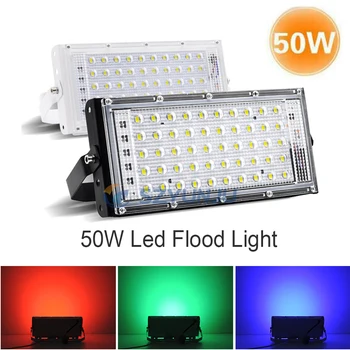 50W LED Flood Light LED pouličné Lampy 220V 240V nepremokavé Pozornosti Krajiny Osvetlenie IP65 led reflektor Červená Zelená Modrá RGB