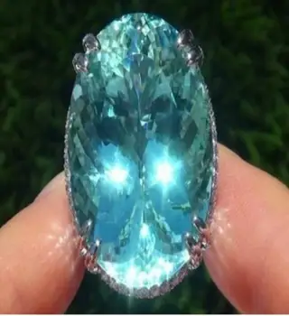 Strieborná Farba Klasické Modré Crystal Bijoux Módne Koktail snubný Prsteň Zirkónmi, Šperky pre Ženy Ako Dar Lásky