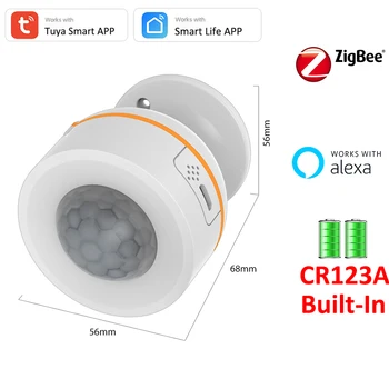 Tuya Alexa Smart ZigBee 3.0 Batéria USB PIR Snímač Pohybu Detektor 10M Vzdialenosť 120° Zistiť Uhol Inteligentný Život APP Pohybu Snímača