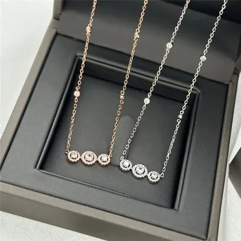 Klasické Luxusné Šperky dámske Náhrdelník Prívesok v S925 Šterlingov SilverGold Diamantový Náhrdelník RADOSŤ TRILOGY1:1 módne darček