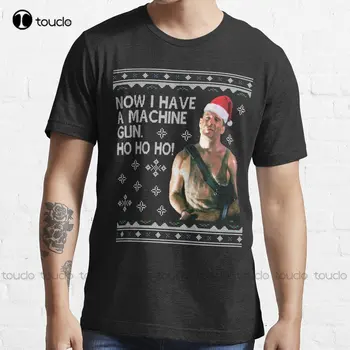 Die Hard Ho Ho Ho Guľometom Vianočné Kint Trendov T-Shirt Vonkajšie Jednoduché Vintag Bežné Tričká Vlastný Darček, Aby Váš Dizajn