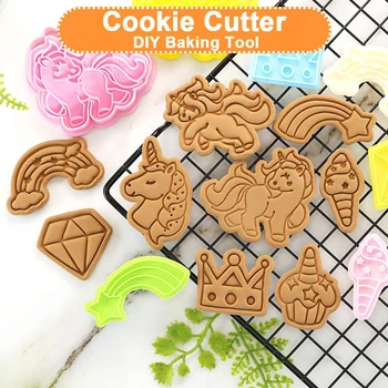 1pcs Roztomilý Jednorožec Cookie Frézy Cartoon Biscuit Formy Cake Zdobenie Pečiatka Kuchyňa Pečenie Nástroj