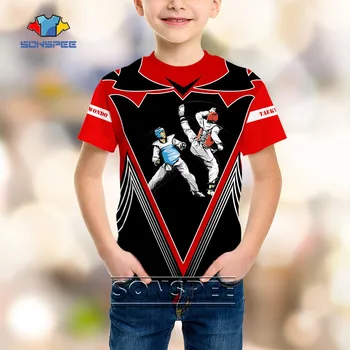 Taekwondo Karate Majster Boxerské Atletika 3D Tlač deti Deti T-shirt Letné Módy Osobnosti Trend v Pohode Krátke Rukáv Top