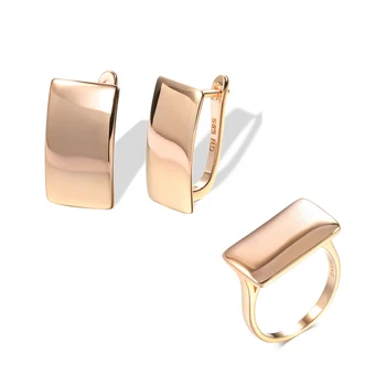 Nový Trend Geometrické Prstene, Náušnice, Nastavený pre Ženy 585 Zlato Minimalistický Námestie Klip Náušnice Nový Rok Nastaviť Náušnice Strany Šperky