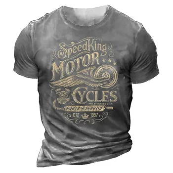 T-shirt pre mužov, street štýl, trendy výrobky, 3D vytlačené motocykel, vhodný pre všetky ročné obdobia, Y2K oblečenie, nové v roku 2022