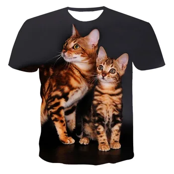 Nové Letné 3d Tlač Cute Cat-Krátke rukávy Tričko Mužov A Žien Bežné Ulici Športové Priedušná Tenké Priesvitné tričko