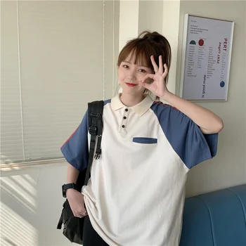 Areál Študent Nosenie Príležitostné Polo T-Shirt dámske Krátke Rukávy Topy Kawaii kórejské Oblečenie Pre Dievčatá celý Zápas dámske Šaty 2021