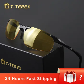 T-TEREX Night Vision Okuliare Mužov Polarizované Anti-Glare Objektív Hliníka, Horčíka Rám Žlté slnečné Okuliare Jazdy Okuliare Pre Auto