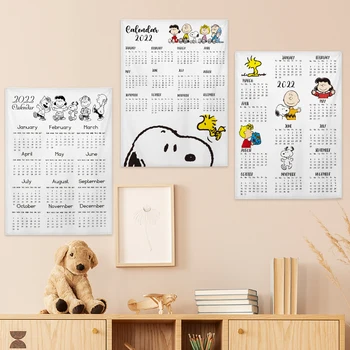 48*35 cm 2022 Snoopy Iny Kalendár Závesné Látkové Spálňových Dekorácie Spálňa Rozloženie izieb Pozadí Handričkou Kawaii Luxusný Darček
