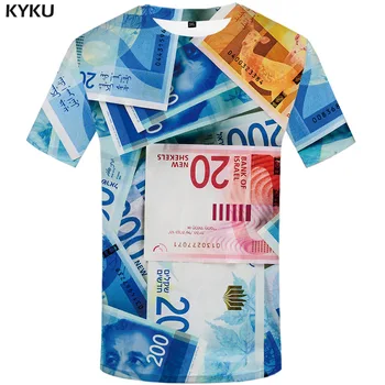 KYKU Značky Peniaze tričko Mužov Harajuku T-shirts 3d Izrael Tshirts Bežné Abstraktné Tričko Printed Gotický Tričko Tlač Pánske Oblečenie
