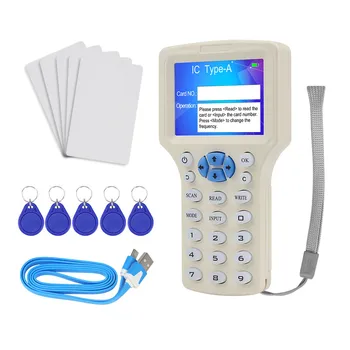 10 Frekvencia NFC kariet Smart Card Reader Spisovateľ RFID Kopírka Rozmnožovacie 125KHz 13.56 MHz USB Fob Programátor Kopírovanie Šifrovaných Kľúč Karty UID