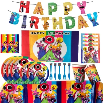 Cartoon Rainbow Priateľmi Kild Narodeninovej Party Dekorácie, Papierové Strany Riad Caketopper Balón Sickter V Baby Sprcha Dodávky