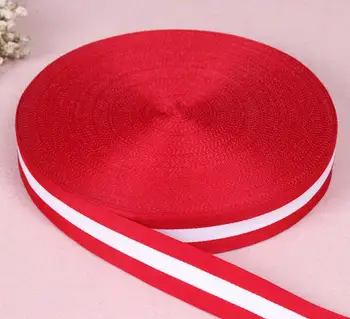 10 mm 15 mm 25 mm 30 mm širokého popruhu 3yards červené biele červené Pruhované polyester Popruhu keper priadza pre šitie pás Taška na rukoväť deco