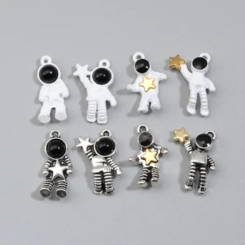 10pcs 8 Štýl Smalt Astronaut Star Charms Spaceman Cudzie Vesmíru Prívesok Pre KUTILOV, Ručné Kovové Šperky, Takže Accessorie