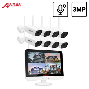 ANRAN kamerový Auta 3MP, WIFI, KAMEROVÝ Systém 13-palcový Monitor NVR CCTV Kamera Security System Nepremokavé Nočné Videnie APP