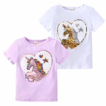 2022 Letné Módne Dievčatá Jednorožec T-Shirt Deti Chlapcov Krátkymi Rukávmi Biela Tees, Baby, Deti Bavlna Topy Pre Dievčatá Oblečenie 2-8Y