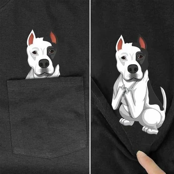 CLOOCL Funny T-Shirt Módnej Značky Lete Vrecku Pitbull Vytlačené T-shirt pre Mužov pre Ženy Košele Hip Hop Topy Bavlna Tees
