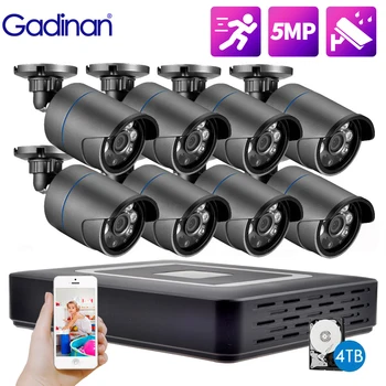 Gadinan HD 8CH AHD DVR Kamery CCTV Systém Kit H. 265+ Detekcia Pohybu Vonkajšie Inteligentný IR-Cut Nočné Videnie Dohľadu Nastaviť XMEye