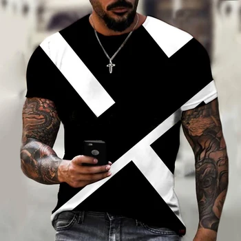 Nové letné fashion tričko pánske 3D tlač vzor retro štýl T-shirt voľné ležérne oblečenie-krátke rukávy trend kolo krku topy
