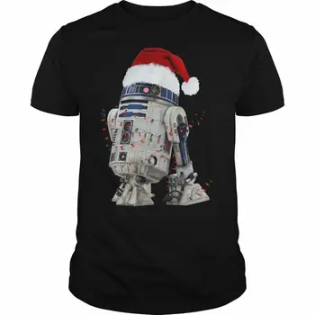 Hviezda R2D2 Vianočné Led Svetlo Wars T Shirt Veselé Vianoce Black 100% Bavlna Mužov