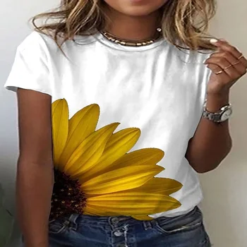 Každodenné Bežné Žien Biela Púpava Kvet dámske tričko-Krátke rukávy Top Fashion Tričko 2022 v Lete