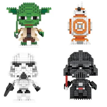 Disney Blok Star Wars Bloky Micro Tehly Cartoon Vzdelávania Hračky Darth Vader Yoda Narodeniny Darček pre Deti