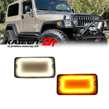 Údené Objektív Switchback Amber & White LED Predný Nárazník Zase Signálne Svetlá w/ DRL/svietenie Pre 1997-2006 Jeep Wrangler TJ