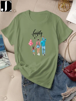 Letné Ženy Bežné Denné T-shirt Žena Grafické Módy Pravidelné Krátke Rukáv Rodiny Tlač Dámy Vintage Voľné O-Neck Tričká Topy